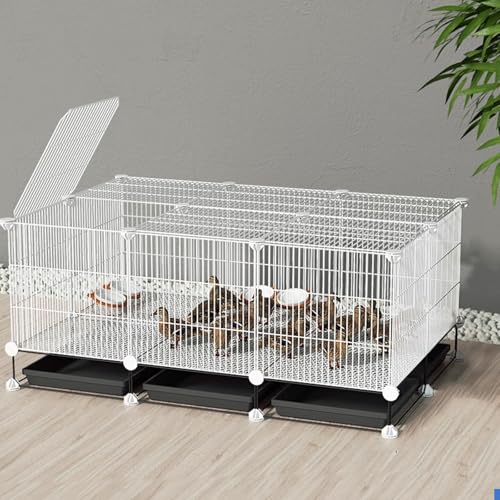 Hühnerauslauf Begehbar Verschlüsselter Hühnerstall Aus Metall Assemblage Gratuit Différentes Tailles Kleiner Tierhauszaun Avec Plateau Et Tapis De Cryptage(White,111 * 75 * 48CM) von Generic