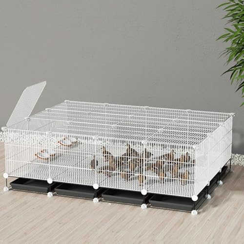 Hühnerauslauf Begehbar Verschlüsselter Hühnerstall Aus Metall Assemblage Gratuit Différentes Tailles Kleiner Tierhauszaun Avec Plateau Et Tapis De Cryptage(White,147 * 111 * 48CM) von Generic