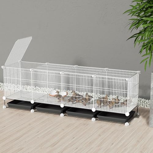 Hühnerauslauf Begehbar Verschlüsselter Hühnerstall Aus Metall Assemblage Gratuit Différentes Tailles Kleiner Tierhauszaun Avec Plateau Et Tapis De Cryptage(White,147 * 39 * 48CM) von Generic
