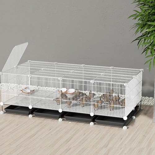 Hühnerauslauf Begehbar Verschlüsselter Hühnerstall Aus Metall Assemblage Gratuit Différentes Tailles Kleiner Tierhauszaun Avec Plateau Et Tapis De Cryptage(White,147 * 75 * 48CM) von Generic
