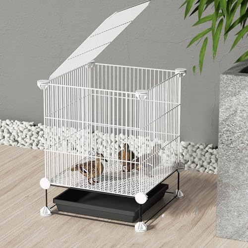 Hühnerauslauf Begehbar Verschlüsselter Hühnerstall Aus Metall Assemblage Gratuit Différentes Tailles Kleiner Tierhauszaun Avec Plateau Et Tapis De Cryptage(White,39 * 39 * 48CM) von Generic