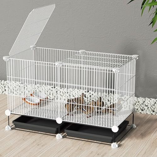 Hühnerauslauf Begehbar Verschlüsselter Hühnerstall Aus Metall Assemblage Gratuit Différentes Tailles Kleiner Tierhauszaun Avec Plateau Et Tapis De Cryptage(White,75 * 39 * 48CM) von Generic