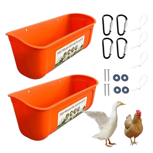 Hühnerfuttermittel - Troghähnchenfuttermittel, Waterer Eimer Trog | 2pcs große Kapazität ohne Abfall Hühnerfuttermittel und Wasserer, Fütterungsbehälter Vieh mit Clips Hühnerfutterschale für Ente von Generic