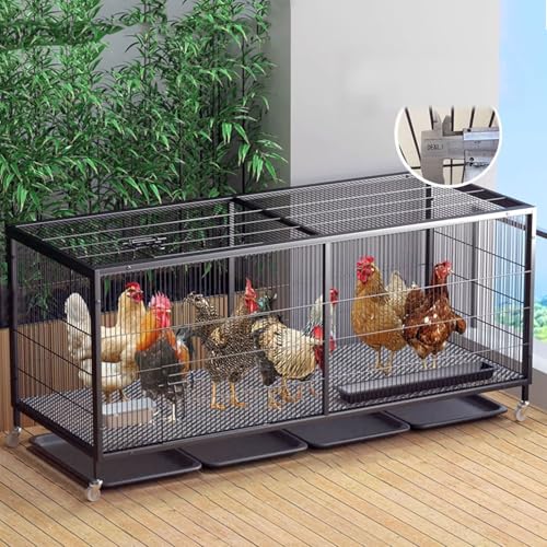 Hühnerhaus Winterfest Klein Mit Beweglichen Universalrädern Doppeltür-Design Gehege für Kleintiere Draussen Aus Eisen Länge 72/106/140CM Einfachs Zu Montieren(140 * 56 * 65CM) von Generic