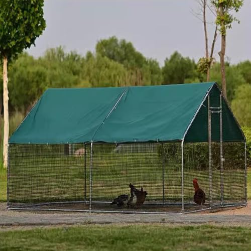 Hühnerstall Aus Metall Begehbar Freilaufgehege, Garten Geflügelstall Kleintiere Mit Markise Und Tür Für Hund, Kaninchen, Ente Und Wachtel(4 * 2 * 2m) von Generic