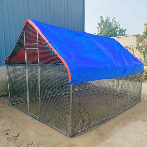Hühnerstall Aus Metall Begehbar Mit Tür & Riegel, Verzinkter Stahlrahmen & Sonnenschutzdach, Freigehege Für Enten, Kaninchen & Kleintiere(4 * 3 * 2m) von Generic