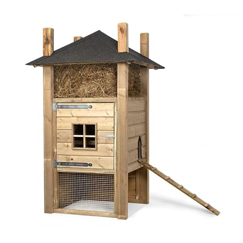 Hühnerstall Pleun - Mit Heuhaufen - Maße: 110 x 110 x 190 cm - FSC zertifiziertes Holz - Außengehege von Generic