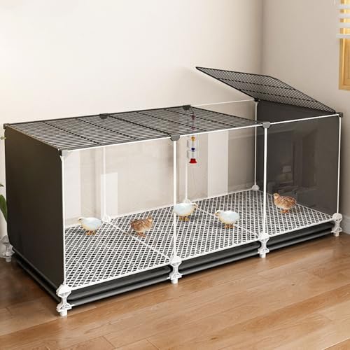 Hühnerstall Winterfest Metallmaterial Hühnerauslauf Mit Dach Mit Dachfenster Und Auszugstablett Transparentes Panel-Design für Hühner, Kleintiere(Black,107 * 37 * 40CM) von Generic