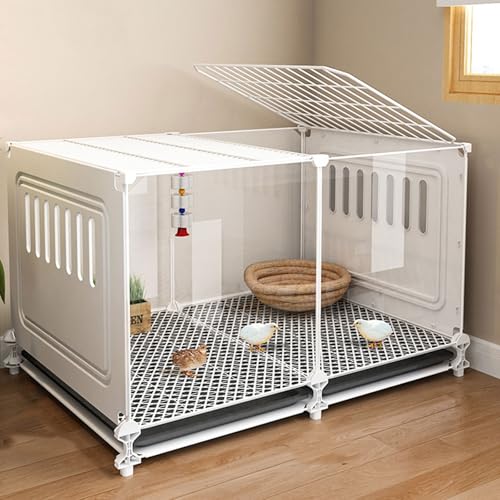 Hühnerstall Winterfest Metallmaterial Hühnerauslauf Mit Dach Mit Dachfenster Und Auszugstablett Transparentes Panel-Design für Hühner, Kleintiere(White,72 * 47 * 40CM) von Generic