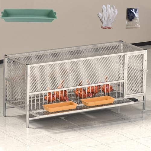Hühnerstall für 10 Hühner Edelstahl-Gitter Gehege für Kleintiere Draußen Mit Verstärkten Bodenbalken 100/120×66×66 cm Einfachh Zu Installierenn(100 * 66 * 66CM) von Generic