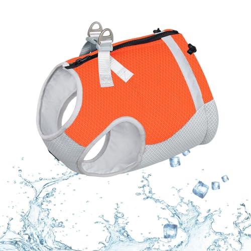 Hunde Kühlweste Geschirr für Sommer, leichte Hundekühljacke mit UV-Schutz, atmungsaktiv, reflektierend, verstellbar, Kühlshirt für große, mittelgroße und kleine Hunde (Orange Grau, S) von Generic