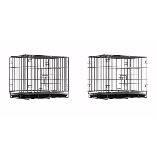 Hunde Transportbox Klappbar mit Kunststoff-Auffangschale Doppel Tür Hundekäfig for Innen und Outdoor Reisen Training von Generic