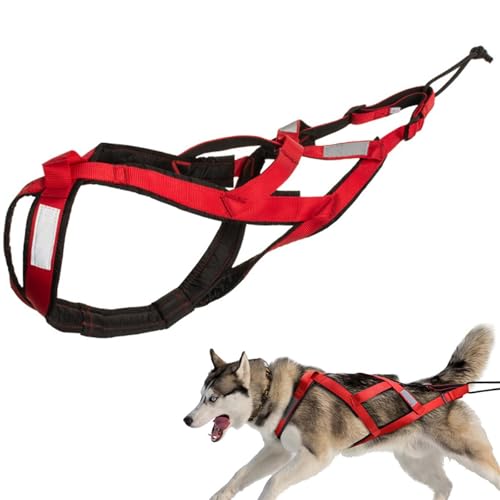 Hunde Zuggeschirr X Back Hunde-Mushing-Geschirr Bikejöring Skijoring Dogscooting Canicross Schlitten professionelles Geschwindigkeitstraining Hundeschlittengeschirr Laufgeschirr (Rot, XL) von Generic