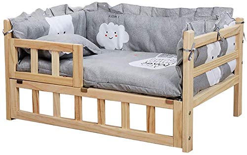 Hundebett, waschbar, mit Holzrahmen, 14 cm über dem Boden, Grau von Generic