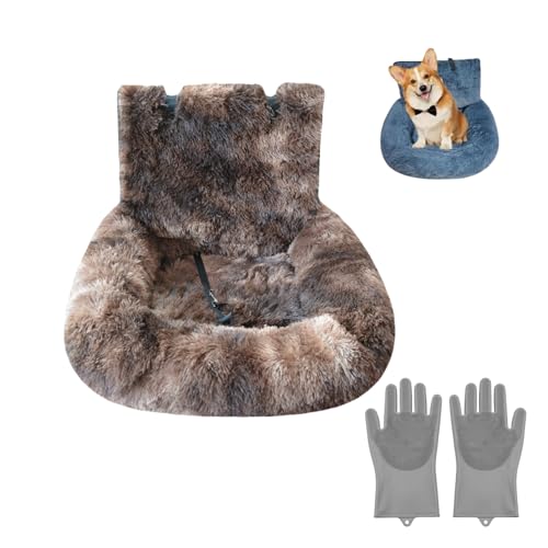 Hundebett fürs Auto, Flauschiger Sicherheitsautositz for große und kleine Hunde, abnehmbar und leicht zu reinigen, Haustierbett for unterwegs mit dickem Kissen for alle Autos(D1,110 x 60 cm) von Generic