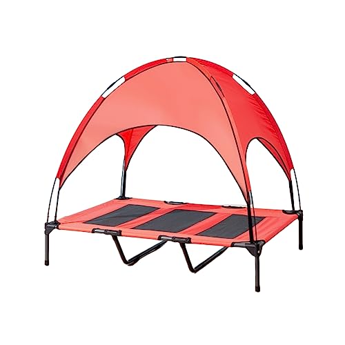 Hundebett in voller Größe mit Baldachin, Outdoor-Bett für Camping, Strand und Reisen, wasserdicht und bequem (XL, Rot) von Generic