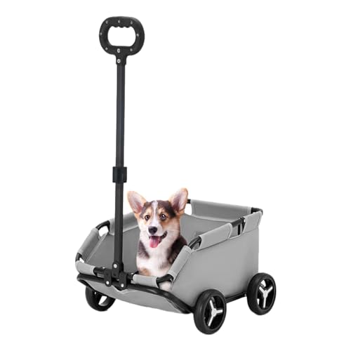 Hundebuggy - für Kleintiere, Tiertransporter | Katzentransportbox mit Rädern, mit Hundekäfig 4 Rädern, Hundebuggy mit klappbarem Bollerwagen von Generic