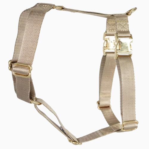 Hundegeschirr, Nylon, kein Ziehen, mit goldfarbenen Metallschnallen, einfaches Gehen und Training, Hellbraun, Größe M Hundegeschirr, Nylon, kein Ziehen, mit goldfarbenen Metallschnallen, einfaches Gehen und Training, Hellbraun, Größe M von Generic