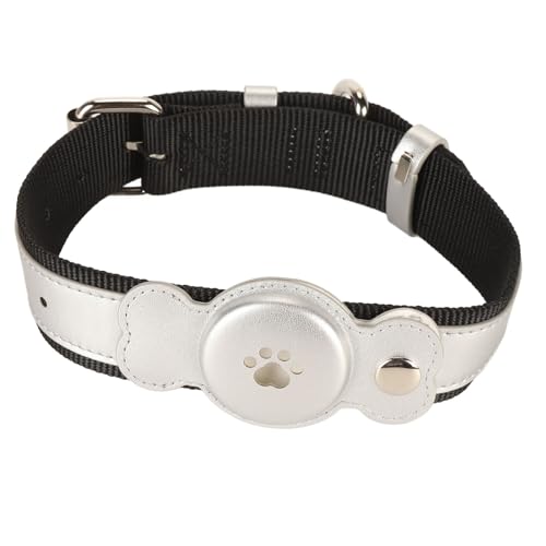 Hundehalsband, Lederhalsband für Hunde, Stilvoll, Sichere Schnalle, Bequemer Weicher Stoff für Katzen (Silver) von Generic
