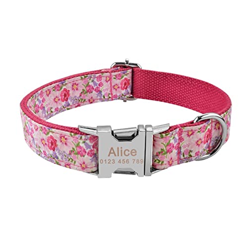 Hundehalsband Benutzerdefinierte Nylon Halsband Haustier Halsbänder Gravierte Name Einstellbare Welpe Medium Large Hundehalsband/C/S von Generic