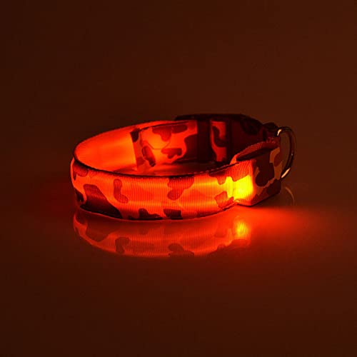 Hundehalsband Hundehalsband Haustier Hundehalsband Katzenhalsband Led Leuchtendes Haustier Halsband Camouflage Hundehalsband Welpen Zubehör Halsband/Gelb/L von Generic