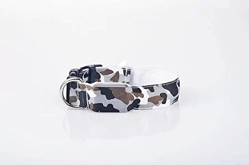 Hundehalsband Hundehalsband Haustier Hundehalsband Katzenhalsband Led Leuchtendes Haustier Halsband Camouflage Hundehalsband Welpen Zubehör Halsband/Weiß/L von Generic