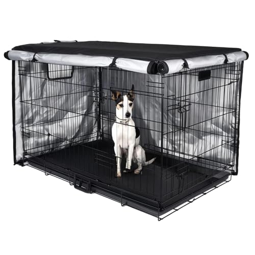 Hundekäfig-Abdeckung mit doppeltem Zugang, wasserdichtes Oxford-Gewebe, Zwinger-Schutz für 91,4 cm große Kisten, robuster Haustierkäfig Privatsphäre Hundekäfig-Abdeckung mit doppeltem Zugang, wasserdichtes Oxford-Gewebe, Zwinger-Schutz für 91,4 cm große Kisten, robuster Haustierkäfig Privatsphäre von Generic