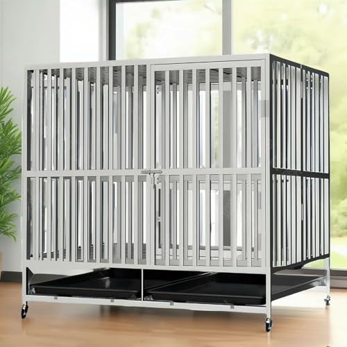 Hundekäfig Hundebox Faltbar Hunde Transportboxen Herausnehmbares Tablett, 3 Türen Extragroßes Haustierhaus Aus Metall Mit Schwenkrädern 250 Kg Tragkraft(79 * 52 * 65cm) von Generic