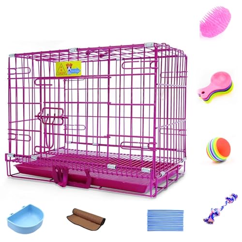 Hundekäfig Hundebox Faltbar Hundehaus for Drinnen Aus Eisenrahmen Mit Herausnehmbarem Tablett Und Schloss for Kleine Und Mittelgroße Hunde 3 Größen(Rose,60 * 43 * 52cm) von Generic