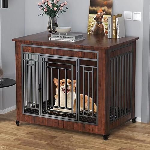 Hundekäfig Möbel Holz Beistelltisch Vielseitig Hundebox Funktionell und Dekorativ Platz für Ihren Welpen Klein Chic Möbelstil (Schwarz) von Generic