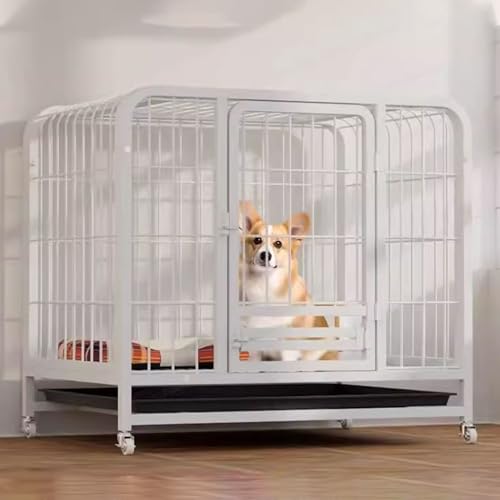 Hundekäfig Möbel Hundebox for Zuhause Große Hunde Eisenrahmen Mit Schwenkrädern und Tablett 3 Türen, in 4 Größen Erhältlich Extragroßes Haustierhaus(Black,78 * 53 * 70cm) von Generic