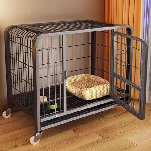 Hundekäfig Möbel Hundebox for Zuhause Große Hunde Eisenrahmen Mit Schwenkrädern und Tablett 3 Türen, in 4 Größen Erhältlich Extragroßes Haustierhaus(White,110 * 72 * 95cm) von Generic