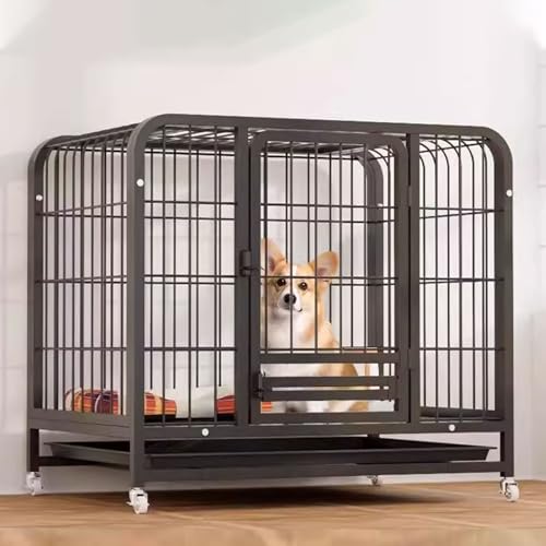Hundekäfig Möbel Hundebox for Zuhause Große Hunde Eisenrahmen Mit Schwenkrädern und Tablett 3 Türen, in 4 Größen Erhältlich Extragroßes Haustierhaus(White,78 * 53 * 70cm) von Generic