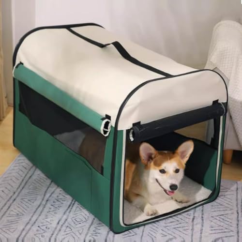 Hundekäfig Transporttasche Hund Auto-Tiertransporttasche Rolltür Oxford-Gewebe Faltbar Atmungsaktiv Robust Hundetransportbox Mit Aufbewahrungstasche(90 * 58 * 63cm) von Generic