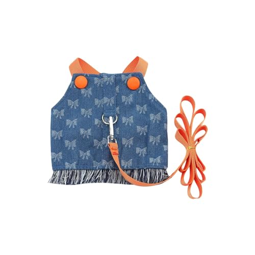 Hundekleider, Geschirre und Leine-Set für kleine Hunde, niedliche Schleife, Welpen-Mädchen-Weste, Geschirr, kein Ziehen, weiche Jeans, Chihuahua, Spielzeugpudel, Jacke, Fahrradanhänger (B, XL) von Generic