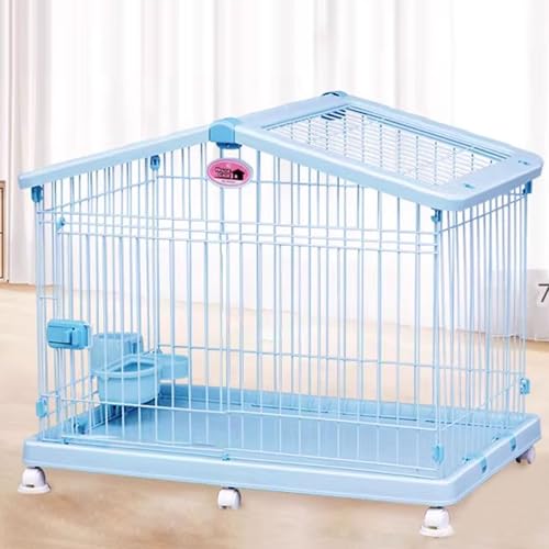 Hundelaufstall Hundebox for Zuhause Hundekäfig Harz und Eisen Panorama-Schiebedach Mit Universalrädern und -Gestell for Kleine Hunde in 2 Größen Erhältlich(Blue,83 * 52 * 64cm) von Generic