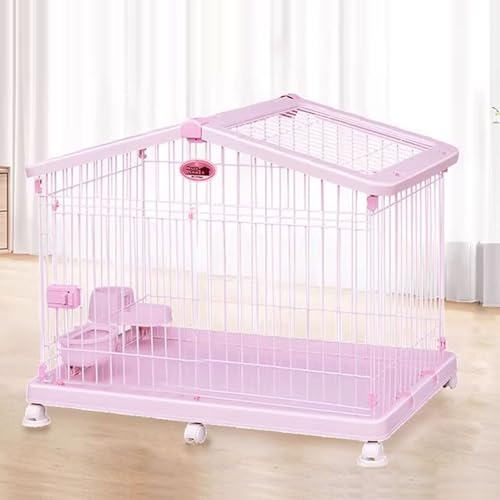 Hundelaufstall Hundebox for Zuhause Hundekäfig Harz und Eisen Panorama-Schiebedach Mit Universalrädern und -Gestell for Kleine Hunde in 2 Größen Erhältlich(Rose,94 * 62 * 76cm) von Generic