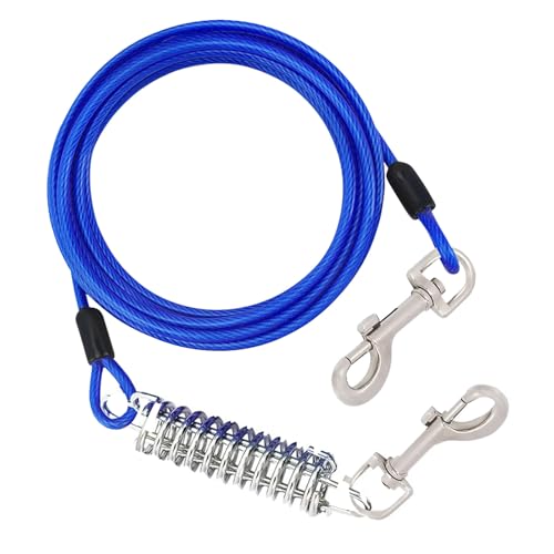 Hundeleine zum Anbinden, 8 m lang, mit Feder- und Drehclips, robuste Laufketten für draußen, Hof, Camping, 1 Stück Nts205 (Blue, 32x26cm) von Generic