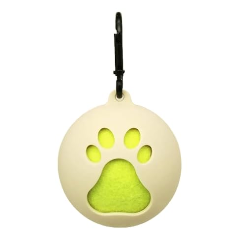 Hundeleinenbefestigung – Tennisballhalter, freihändig, Haustierspielzeug, Silikon, leicht, passend für Standard-Tennisbälle (Beige) von Generic