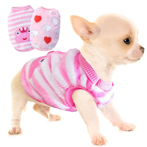 Hundepullover für kleine Hunde, Teetasse, Hundekleidung für extra kleine Hunde, Chihuahua-Pullover, Haustier, Welpen, Katzen, warme Winterkleidung (klein, Frosch, Liebe), 2 Stück von Generic