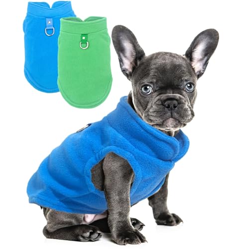 Hundepullover mit Ring für die Leine, warm, dick, Fleece, Hundepullover für kleine Hunde, Mädchen, Jungen, für Chihuahua, Französische Bulldogge, Dackel, 2 Stück Hundepullover mit Ring für die Leine, warm, dick, Fleece, Hundepullover für kleine Hunde, Mädchen, Jungen, für Chihuahua, Französische Bulldogge, Dackel, 2 Stück von Generic