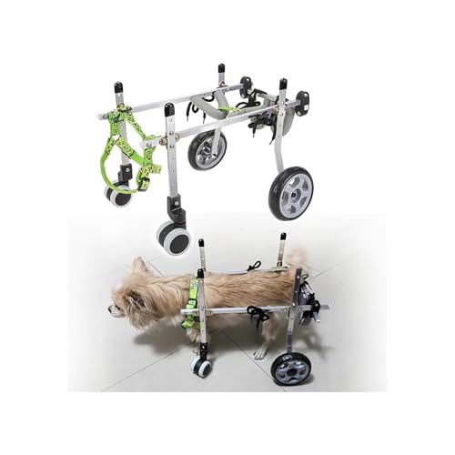 Hunderollstuhl Hunderollstühle Zur Unterstützung Der Hinterbeine, 4-Rad-Haustierwagen Für Alternde, Verletzte Arthritis, Geländegängige Gehhilfe Für Hunde, Verstellbare Beinschiene(XXS) von Generic