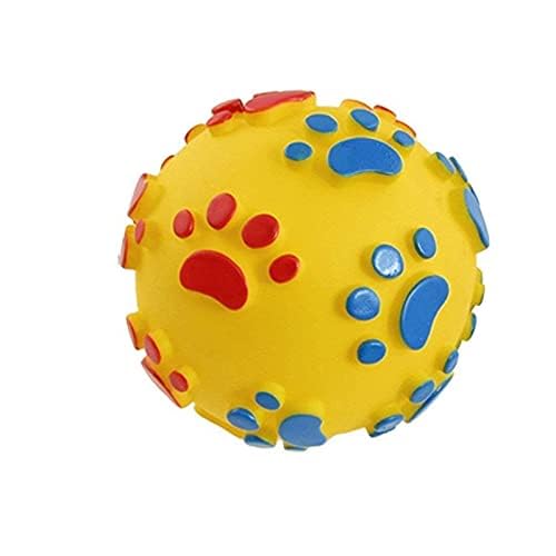 Hundespielzeug mit Pfotenabdruck, Quietschender Quietschball, interaktiver Ball, Quietschspielzeug (mehrfarbig) von Generic