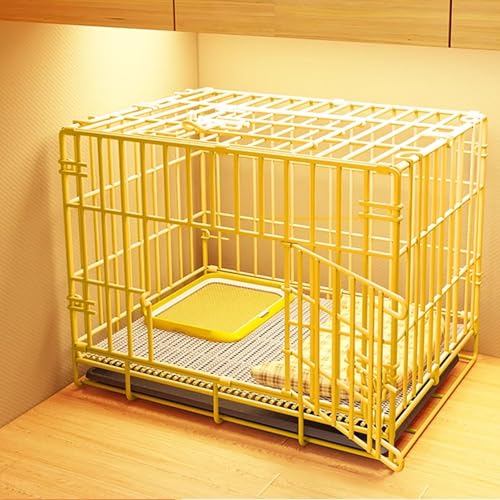 Hundetransportbox Auto Faltbare Hundebox Mit Ausziehbarer Toilette Leicht Zu Reinigen Aus Metall Längen: 50/60/70/85 cm in 5 Farben Erhältlich(Yellow,83 * 61 * 69cm) von Generic