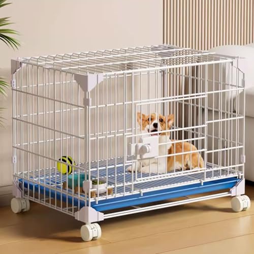 Hundetransportbox Hundebox Möbel Hundelaufstall for Wohnung Schnappmontage Aus Metall Oberes Dachfenster Mit Ausziehbarer Ablage und Lenkrollen(52 * 36 * 49cm) von Generic