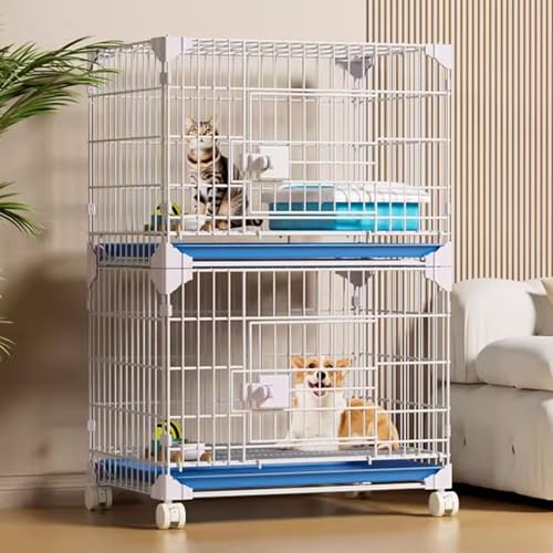 Hundetransportbox Hundebox Möbel Hundelaufstall for Wohnung Schnappmontage Aus Metall Oberes Dachfenster Mit Ausziehbarer Ablage und Lenkrollen(52 * 36 * 98cm) von Generic