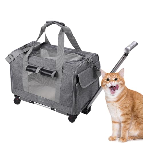 Hundetransporttasche – Katzentransporttasche, Haustier-Kinderwagentasche | Von der Fluggesellschaft zugelassene Hundetasche mit Rollen und Sicherheitsreißverschlüssen, weiche rollende Transportbox für von Generic