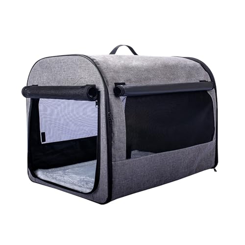 Hundetransporttasche Weichkoffer faltbar ventiliert leicht Ausbruchsicher FürInnen/Außen/Auto/Lieferung für Hund für Katzen für Kleintiere(Gray,Large) von Generic