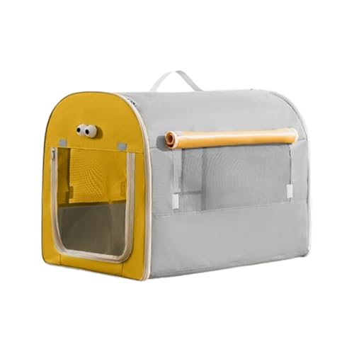 Hundetransporttasche Weichkoffer faltbar ventiliert leicht Ausbruchsicher FürInnen/Außen/Auto/Lieferung für Hund für Katzen für Kleintiere(Yellow with Gray,Large) von Generic