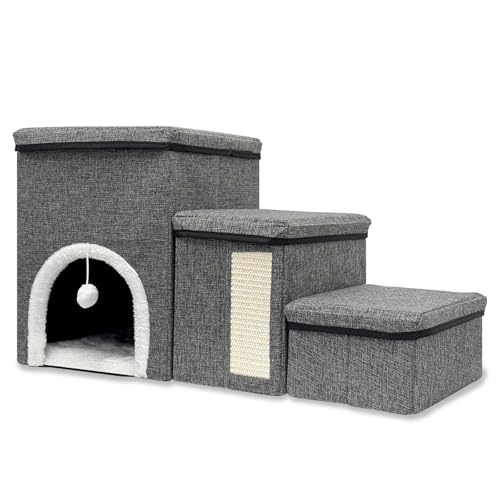 Hundetreppe Bett für Kleine Hunde und Katzen,Faltbare Katzentreppe für alte Katzen,3 Stufen Haustiertreppe mit Stauraum Hundetreppe Bett für Kleine Hunde und Katzen,Faltbare Katzentreppe für alte Katzen,3 Stufen Haustiertreppe mit Stauraum von Generic